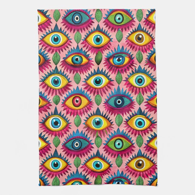 Bright eyes tea towel (Vertical)