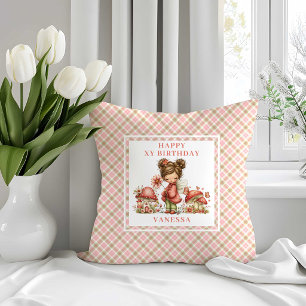 Bright Fairy Blush Floral Birthday Pillow
