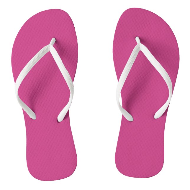 Bright Fall Fuchsia Solid Colour Print Flip Flops (Footbed)