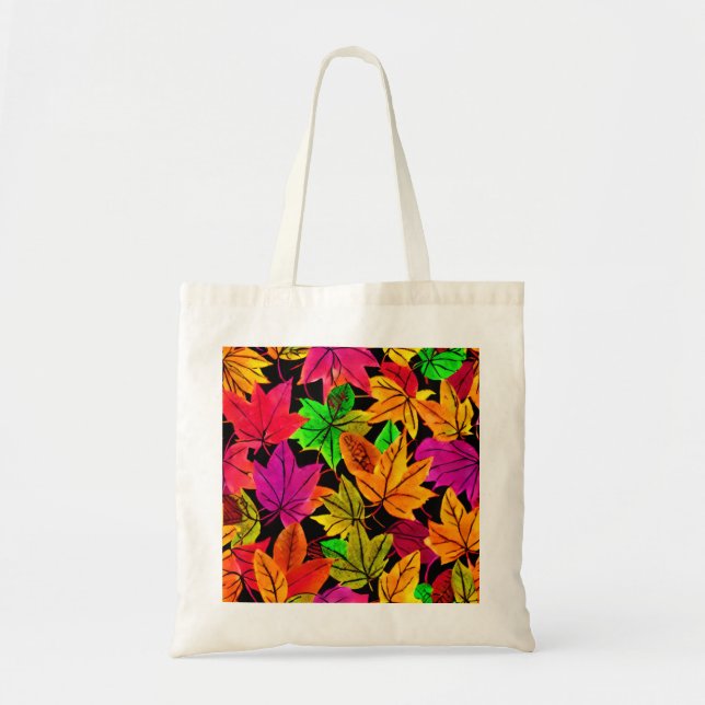 Bright Fall Leaves Canvas Tote  (Front)