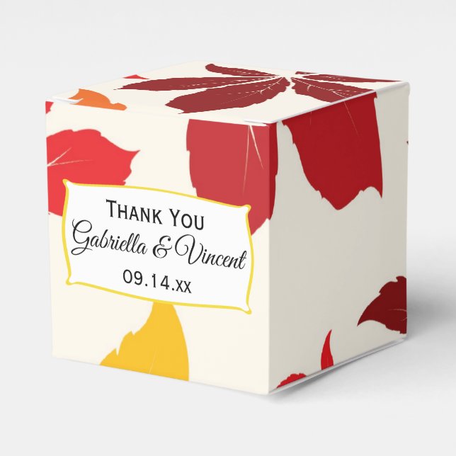 Bright Fall Leaves Wedding Favour Box (Front Side)