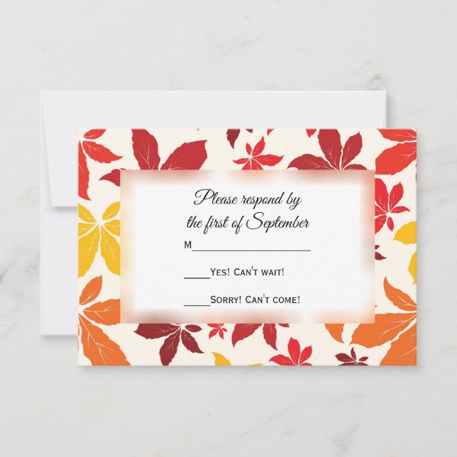 Bright Fall Leaves Wedding RSVP Response Card (Front)