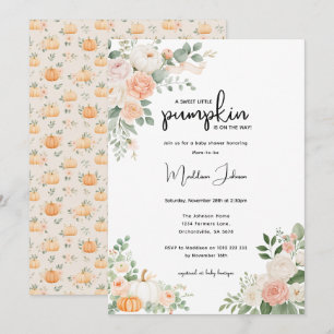 Bright Fall Little Pumpkin Floral Baby Shower Invitation