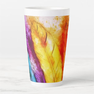 Bright feathers  latte mug