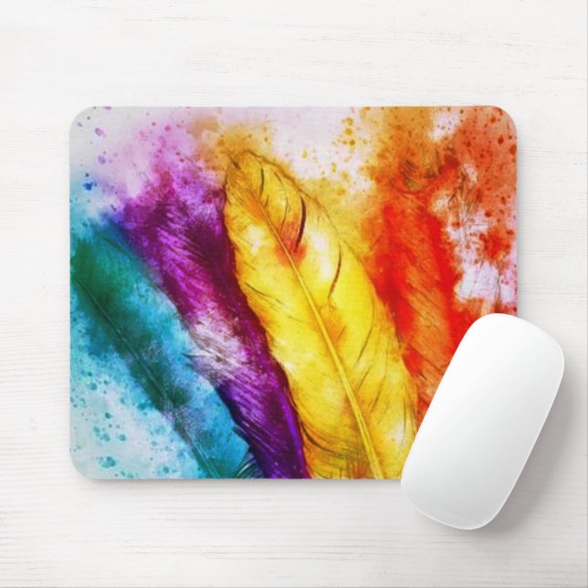 Bright feathers  mouse mat (With Mouse)