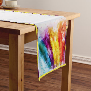 Bright feathers short table runner