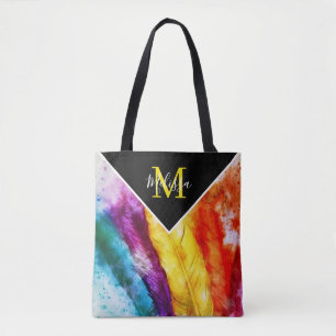 Bright feathers tote bag