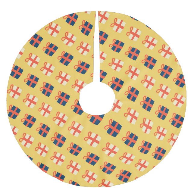 Bright Festive Christmas Gifts Pattern Brushed Polyester Tree Skirt (Front)