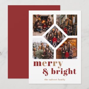 Bright Festive Family Photo Collage Grid TMF26 Holiday Card