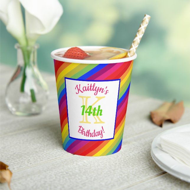 Bright Fiesta Stripes | Birthday Party Paper Cups (Insitu)