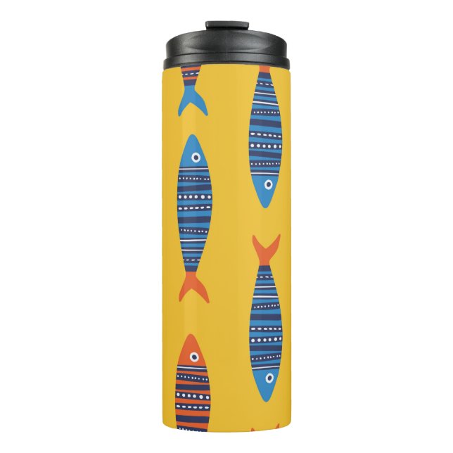 Bright fishes seamless pattern. Seaside hand drawn Thermal Tumbler (Front)