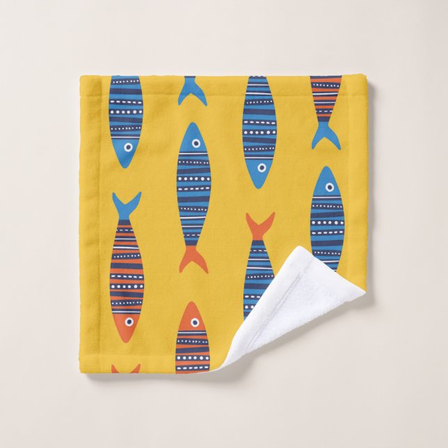 Bright fishes seamless pattern. Seaside hand drawn Wash Cloth (Wash Cloth)