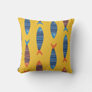 Bright Fishes Underwater Life Illustration Cushion