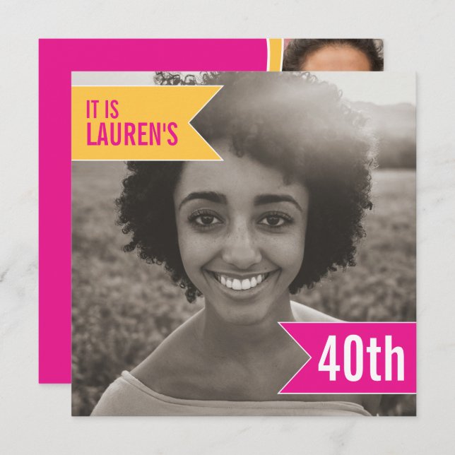 Bright flag photo template 40th birthday party (Front/Back)