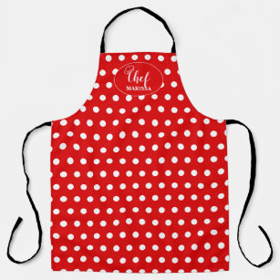 Bright flamenco white red polka dots pattern Chef Apron