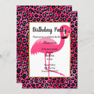 BRIGHT FLAMINGO LEOPARD PINK GOLD  INVITATION