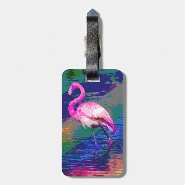 Bright Flamingo Luggage Tag (Back Vertical)