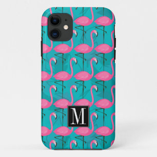 Bright Flamingo Pattern Add Your Initial iPhone 11 Case