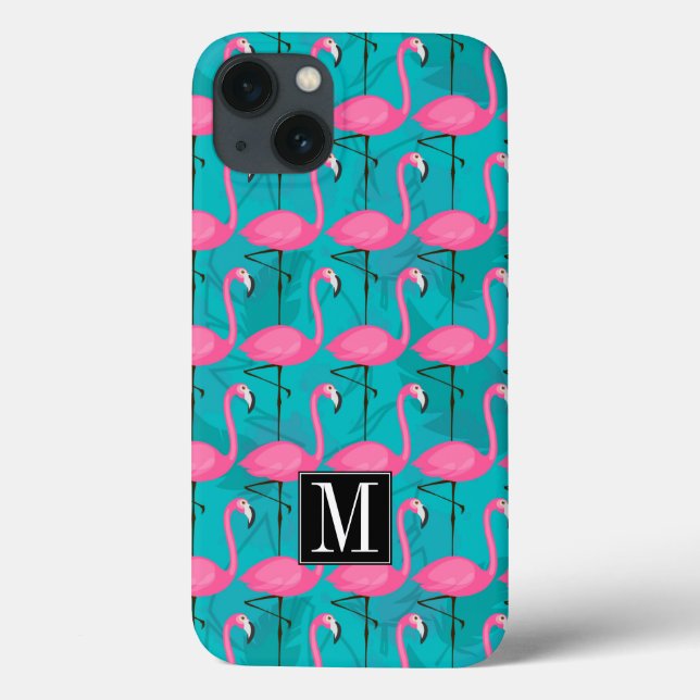 Bright Flamingo Pattern | Add Your Initial Case-Mate iPhone Case (Back)
