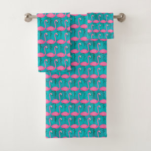 Bright Flamingo Pattern Bath Towel Set