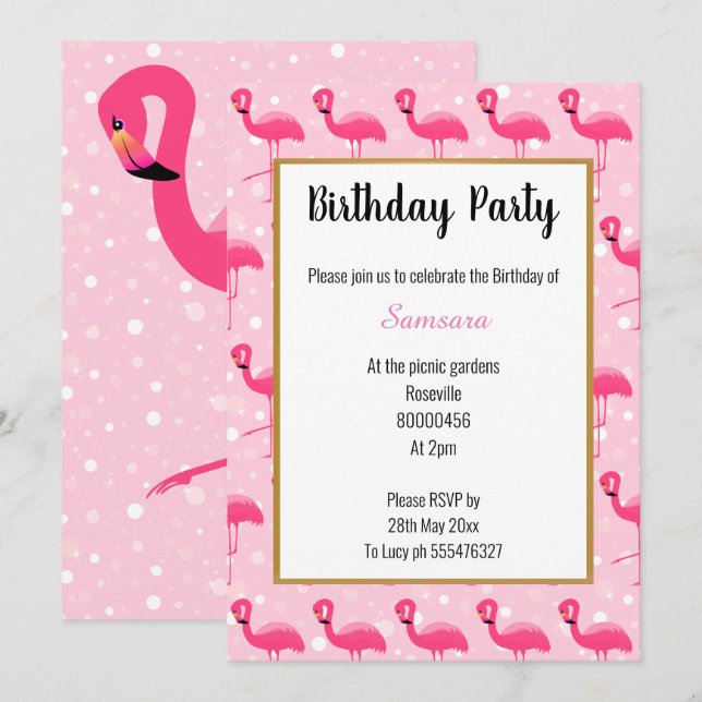 Bright Flamingo Pink Bubble Birthday Invitation (Front/Back)
