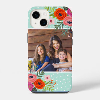 Bright Floral and Dots Custom Photo iPhone 14 Case