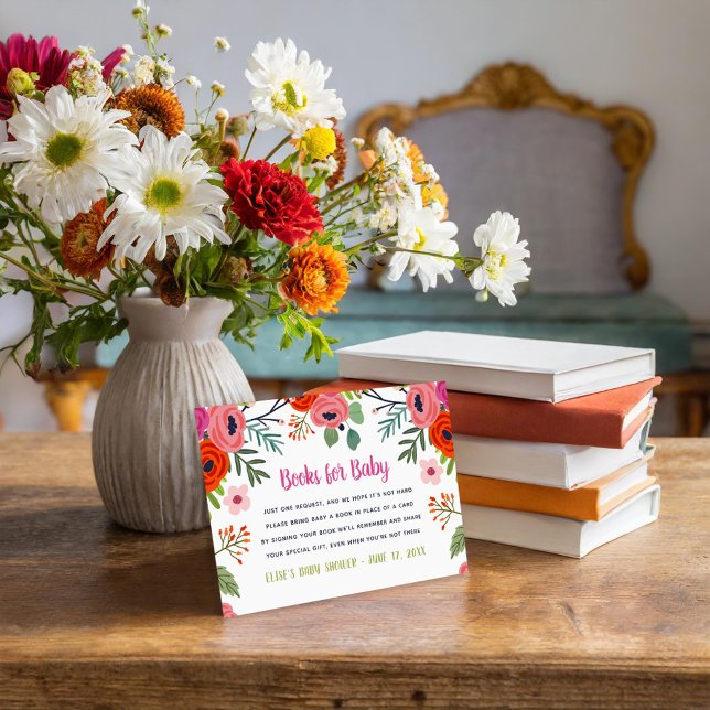 Bright Floral Baby Shower Book Request Card (Creator Uploaded)