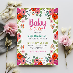 Bright Floral Baby Shower Invitation
