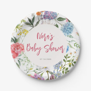Bright Floral Baby Shower Paper Plate