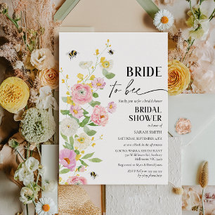 Bright Floral Bee Bride To Bee Bridal Shower  Invitation