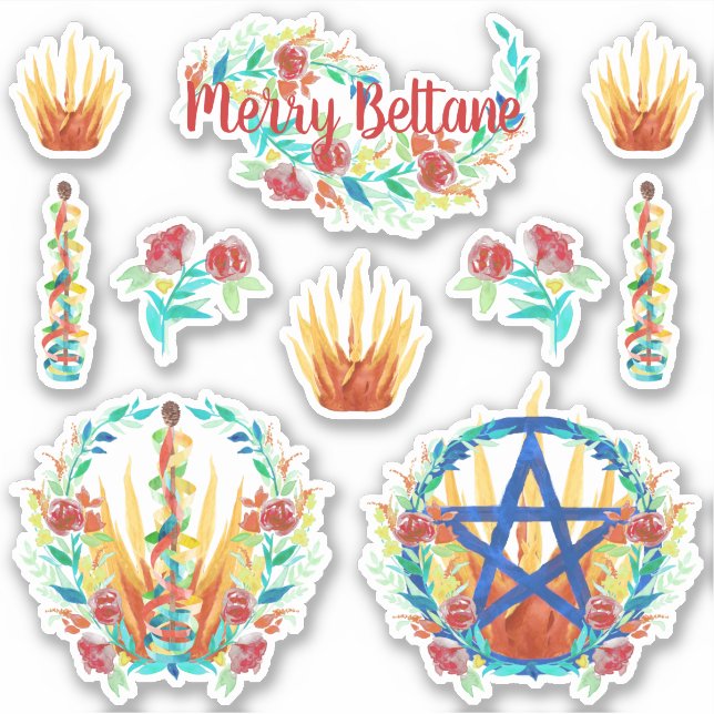 Bright Floral Beltane Fire & Maypole Pagan Kids (Front)