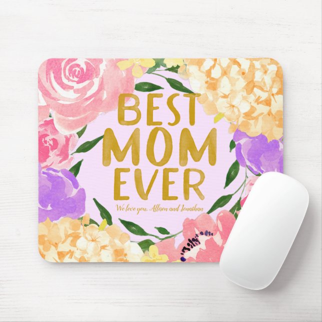 Bright Floral Best Mum Ever Mothers Day Mouse Mat (With Mouse)