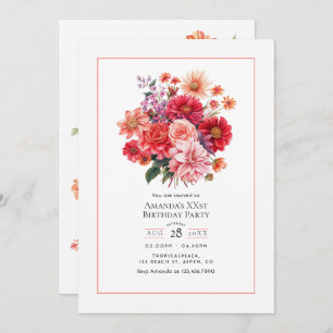 Bright Floral Birthday Party Invitation