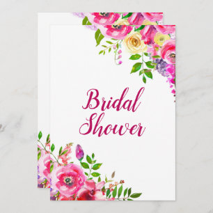 Bright Floral Bold Pink Spring Bridal Shower Invitation