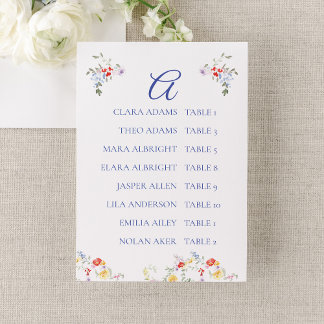 Bright Floral Border Wedding Seating Charts     Table Number