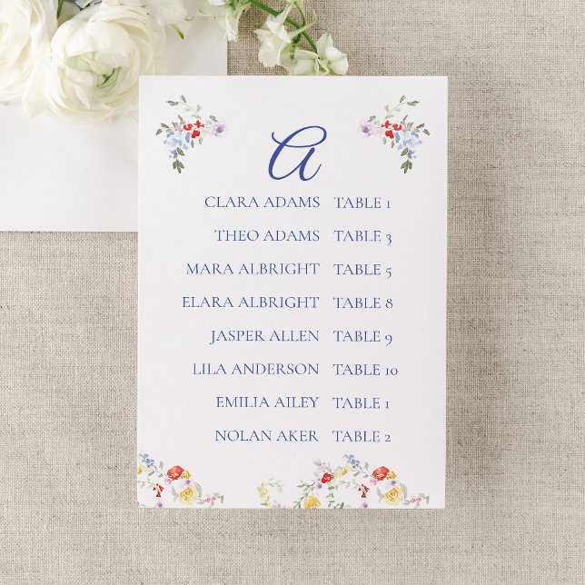 Bright Floral Border Wedding Seating Charts     Table Number (Creator Uploaded)