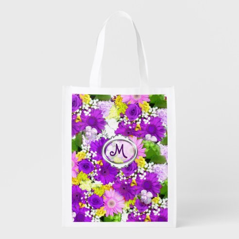 floral reusable grocery bags