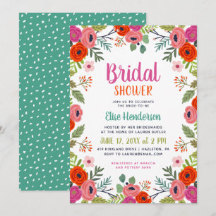Bright Floral Bridal Shower Invitation