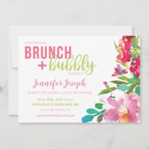 Bright Floral Brunch and Bubbly Invitation