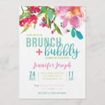 Bright Floral Brunch and Bubbly Invitation