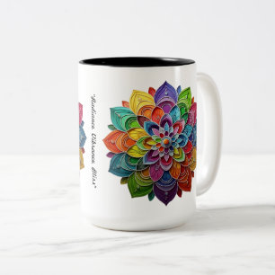"Bright Floral Burst" Two-Tone Coffee Mug