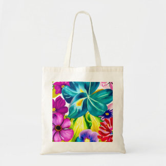 Bright Floral Canvas Tote Bag