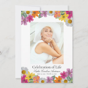 Bright Floral Celebration of Life Program Invitation