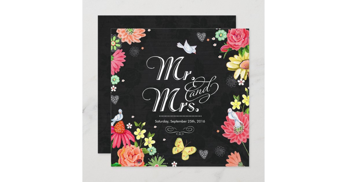 Bright floral Chalkboard | Wedding Invitations | Zazzle.co.uk