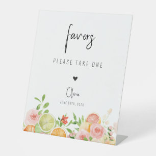 Bright floral citrus Favours Sign personalised