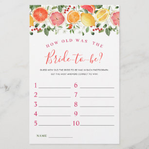 Bright Floral Citrus Slice Bridal Shower Game