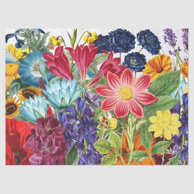 Bright Floral Colourful Wild Flowers Tissue Paper (Front)