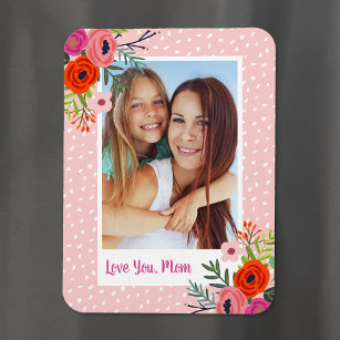 Bright Floral Custom Mother's Day Photo Magnet
