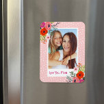 Bright Floral Custom Mother's Day Photo Magnet<br><div class="desc">Custom printed Mother's Day magnet personalised with your photo and text. This fun modern design features a bright colourful floral border and abstract dot background. Use the design tools to add more photos, edit the text with your own special message and customise the fonts and colours to create your own...</div>