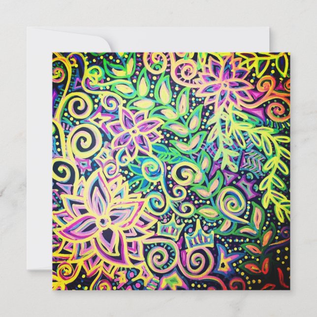 Bright floral design holiday card (Front)